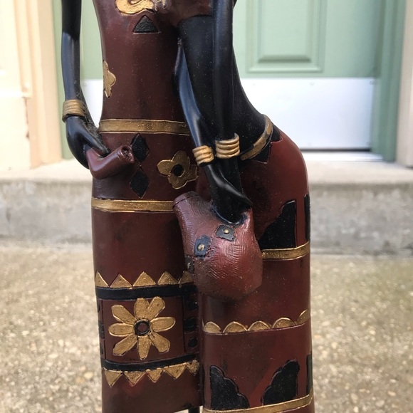 African Couple Statue - Metal Legs, Bodies made from Wood - 18.5 inches Tall - Picture 8 of 8